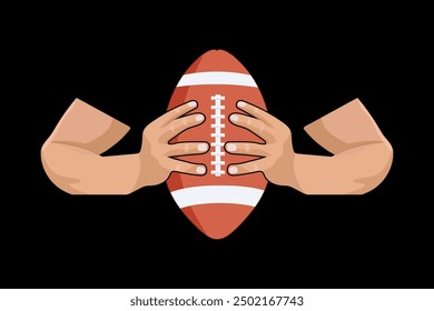 Hands Holding American Football Vector Illustration - Powered by Shutterstock