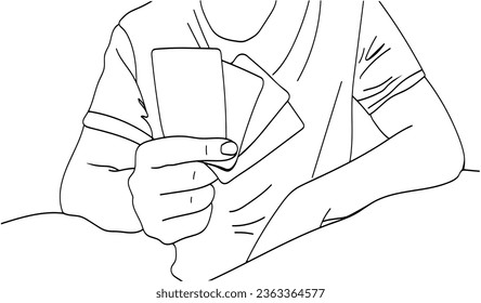hands holding card (poker  blackjack)  tarot card reading (drawing lines)