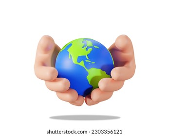 Hands holding earth globe isolated on white background, International human solidarity day concept, world health day, safe world concept with copy space, 3D render illustration - Powered by Shutterstock