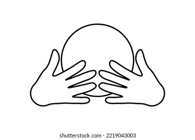 Hands holding a magic ball.