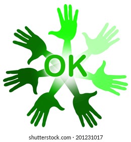 Hands Ok Indicating O.K. Affirmation And Alright