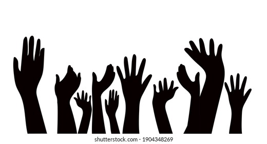 Concept Raised Hands On Black Background Stock Vector (Royalty Free ...