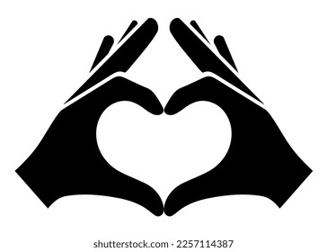 Hands show a heart. Sign of love on the fingers. Isolated black hands. Valentine's Day. Like. - Powered by Shutterstock