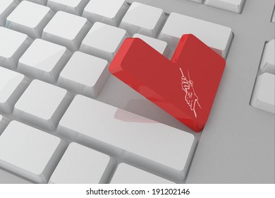 Hands touching against white keyboard with red key - Shutterstock ID 191202146