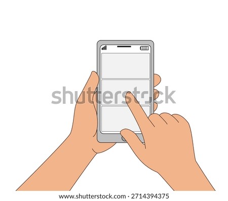 Hands Using Smartphone Touchscreen Mobile App Interface Illustration