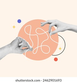 Hands, working, together, untangle, rope, Composite Image, Hand, Strategy, Solution, Creativity, Knot, Teamwork, People, Halftone, Retro, Design Element, Ideas, Pull, Togetherness, Rope, Abstract