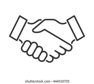 Handshake line icon. Partnership and agreement symbol. Raster version