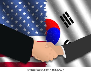 Handshake Over American Korean Flags Jigsaw Stock Illustration 35837077 ...