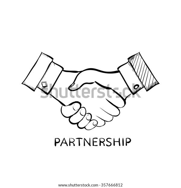 Handshake Two Men Symbol Partnership Doodle Stock Illustration ...