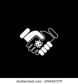 Handshake Virus Transmission Icon Isolated On Dark Background