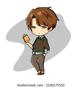 Handsome Anime Chibi Boy With His Busy Life