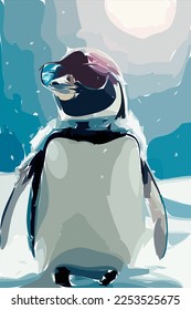  handsome penguin in sunglasses sunny winter Abstract Digital Illustrations