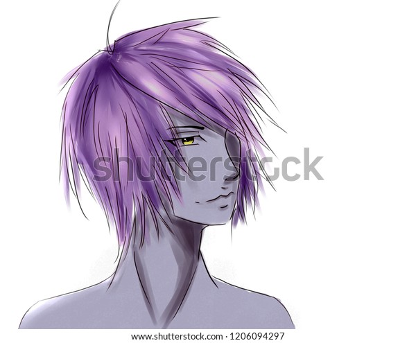 Handsome Unusual Guy Bright Hair Color Stock Illustration 1206094297