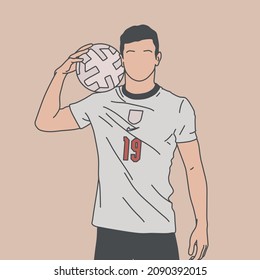 a handsome young man holding a ball in his left hand, simple character illustration design - Powered by Shutterstock