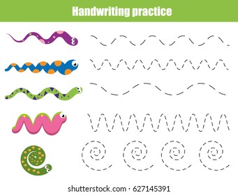 Handwriting Practice Sheet Educational Children Game Stock Illustration ...