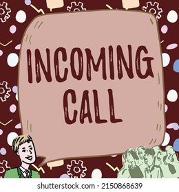 Handwriting text Incoming Call. Word Written on Inbound Received Caller ID Telephone Voicemail Vidcall Businessman With Large Speech Bubble Talking To Crowd Presenting New Ideas