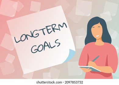 Handwriting text Longterm Goals. Word for Strategic target that is required more time for completion Typing New Student Workbooks, Creating And Publishing Online Ebook - Powered by Shutterstock