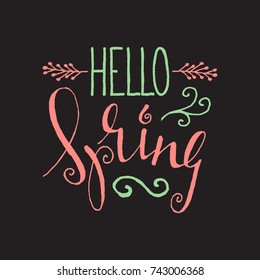 Handwritten Calligraphic Hello Spring Lettering On Stock Illustration Shutterstock