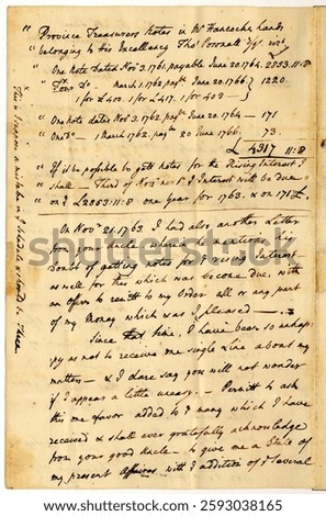 Handwritten document with aged paper texture. Cursive script fills the page. Ink is faded, adding a vintage feel. Historical document with handwritten notes. Vintage ephemera element.