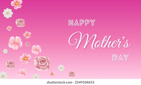 Handwritten Happy Mother's Day, Mother's Day Text, Parent Appreciation, Mother's Day Background, Illustration Background, pink flower background  - Powered by Shutterstock