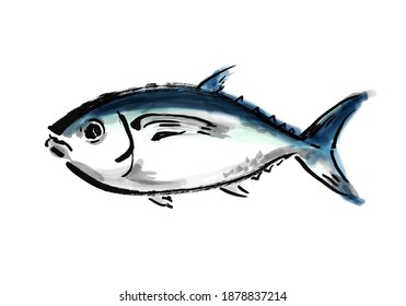 Handwritten Illustration Material Of A Kind Of Fish Called Bigeye Tuna