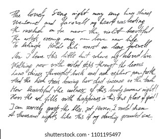 Handwritten letter. Handwriting. Calligraphy. Manuscript. Font. Undefined text with english words texture background