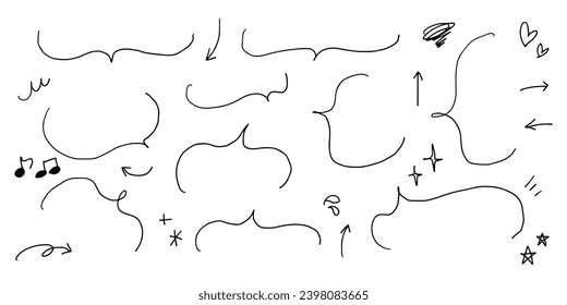 Handwritten speech bubbles and comic note footnote set