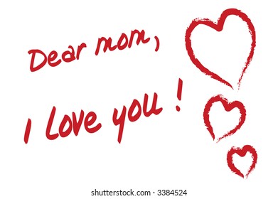 Handwritten Text Heart Dear Mom Card