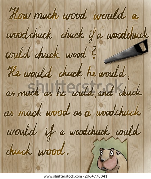 Handwritten Tongue Twister Woodchuck Stock Illustration 2064778841