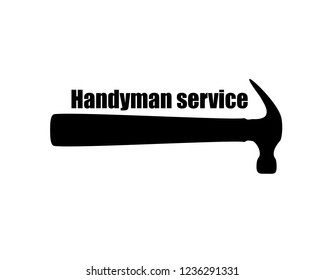 Handyman service logo: text above the hammer silhouette, black and white illustration - Powered by Shutterstock