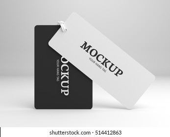 Hang Tag 3D Illustration Mockup For Branding Label Or Cloth.