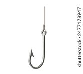   Hanging Fishing Hook  3d iilustration isolated on white background