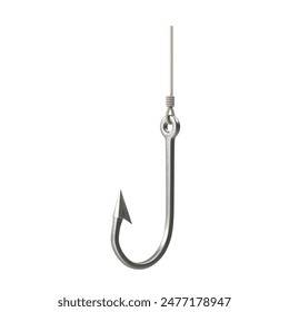   Hanging Fishing Hook  3d iilustration isolated on white background