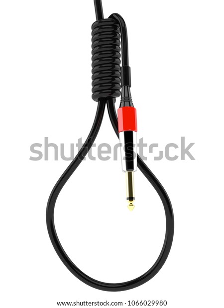 Hanging gallows made from audio cable isolated on white background. 3d illustration
