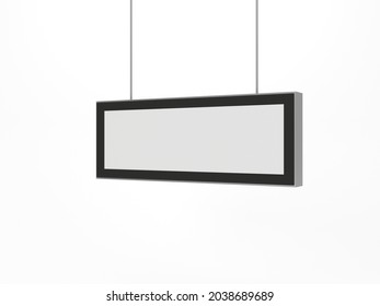 Hanging Horizontal Sign Board Template Mockup, Large Lightbox Monitor, 3d Rendering