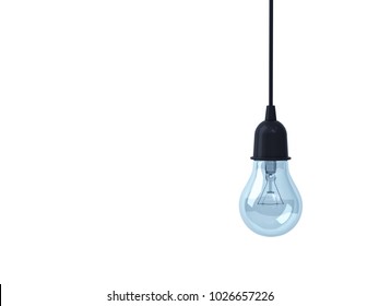 Hanging Light Bulb Isolated On White Background . 3D Rendering.