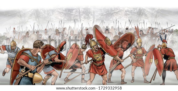 Hannibal Battle Lake Trasimene During Second Stock Illustration ...