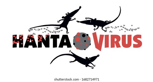 Hantavirus Banner. Orthohantavirus. The New Hantavirus In China. Black Rats And Text On A White Background.