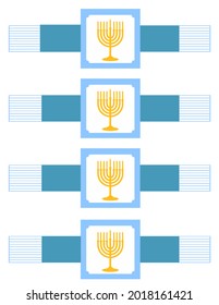 Hanukkah Menorah Napkin Rings Or Votive Candle Holder Wraps Background Illustrations