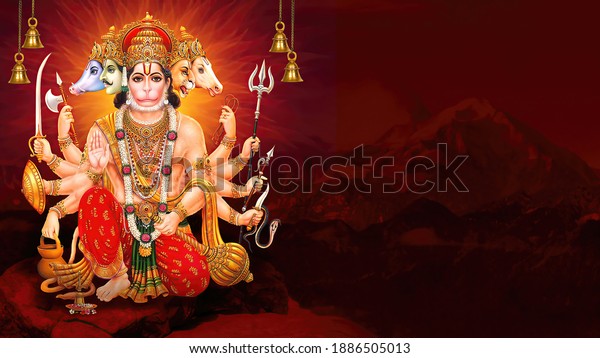Hanuman\
Indian god Hanuman ji wallpaper 3d Illustration\
