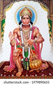 hanuman indian holy god monkey  jayanti yellow  illustration