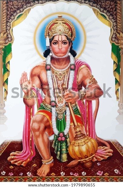 hanuman indian holy god monkey  jayanti
yellow 
illustration