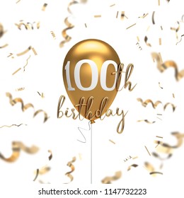 Happy 100th Birthday Gold Balloon Greeting Stock Illustration 1148101091