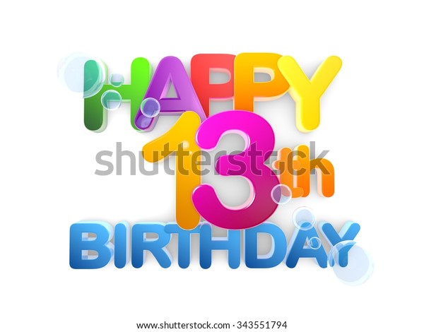 Happy 13th Birthday Title Big Letters Stock Illustration 343551794