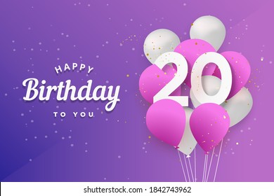 Happy 20th Birthday Greeting Card Vector Stock Vector (Royalty Free ...