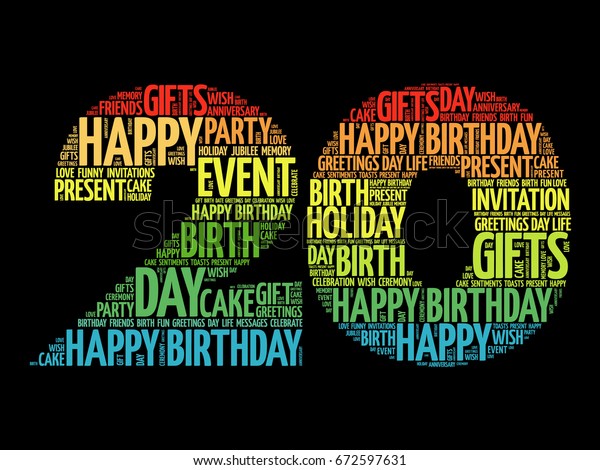 歳の誕生日を祝うワードクラウドのコラージュのコンセプト のイラスト素材
