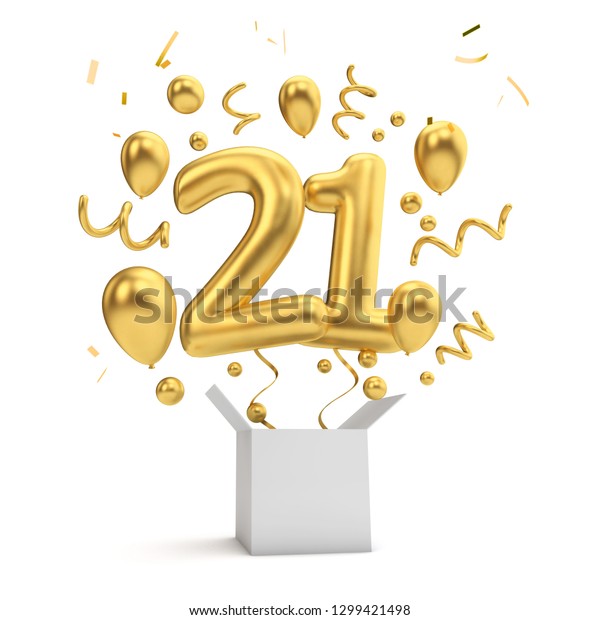 Happy 21st Birthday Gold Surprise Balloon Stock Illustration 1299421498 ...