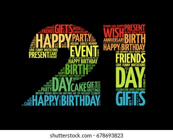 Happy 21st birthday word cloud collage concept - Powered by Shutterstock