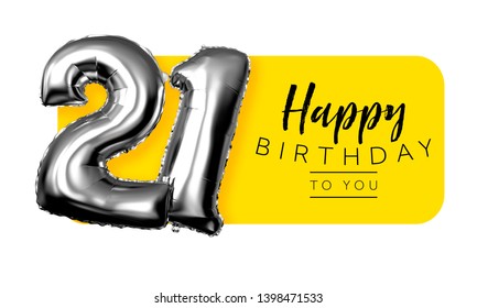 Happy 21st birthday yellow greeting background. 3D Rendering - Powered by Shutterstock