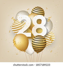 Happy 28th Birthday Gold Balloons Greeting Stock Illustration ...